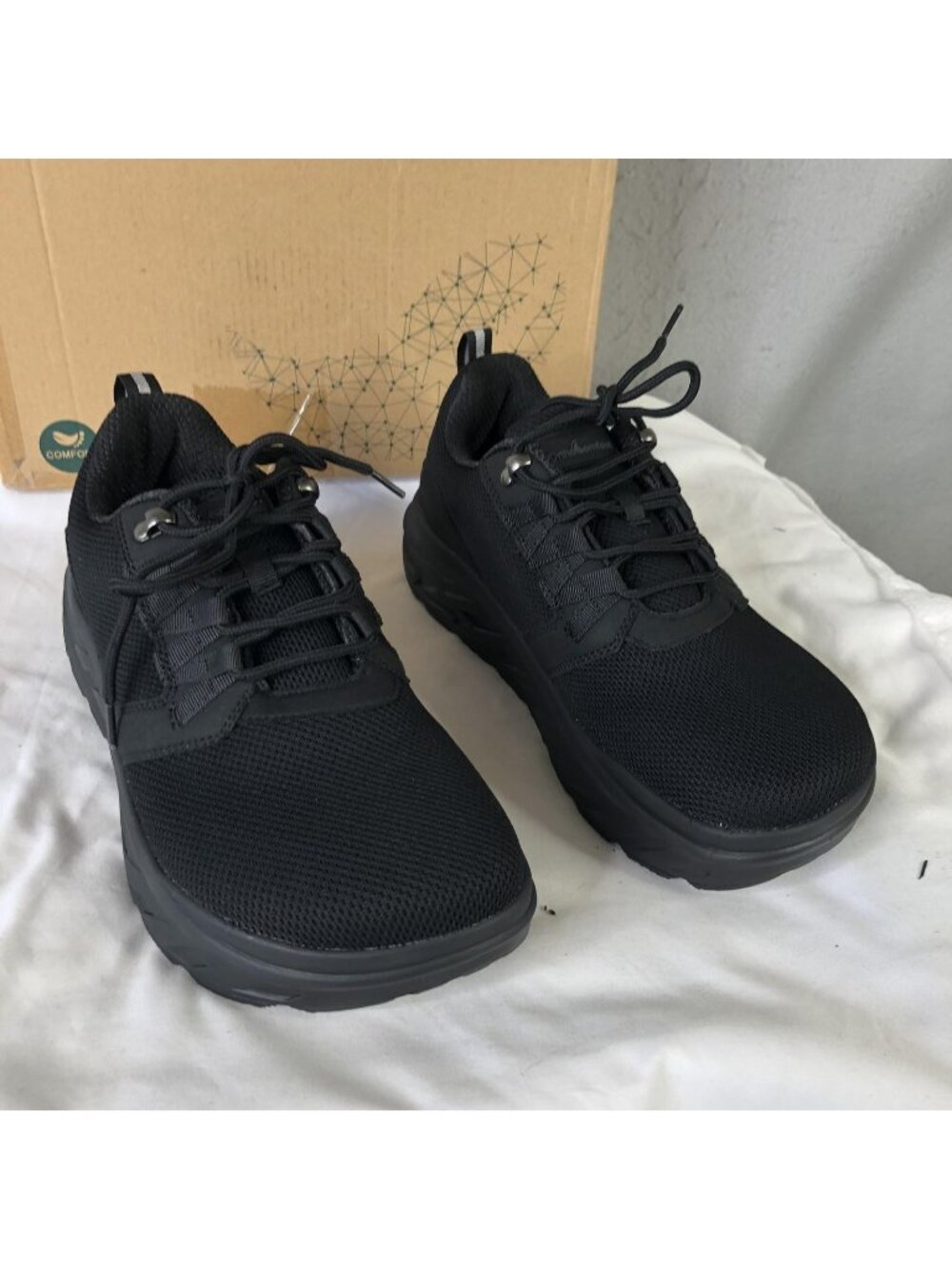 OrthoComfoot Walking Shoes Mens Size 9.5 Black Orthopedic Sneaker Wide OFTN03B